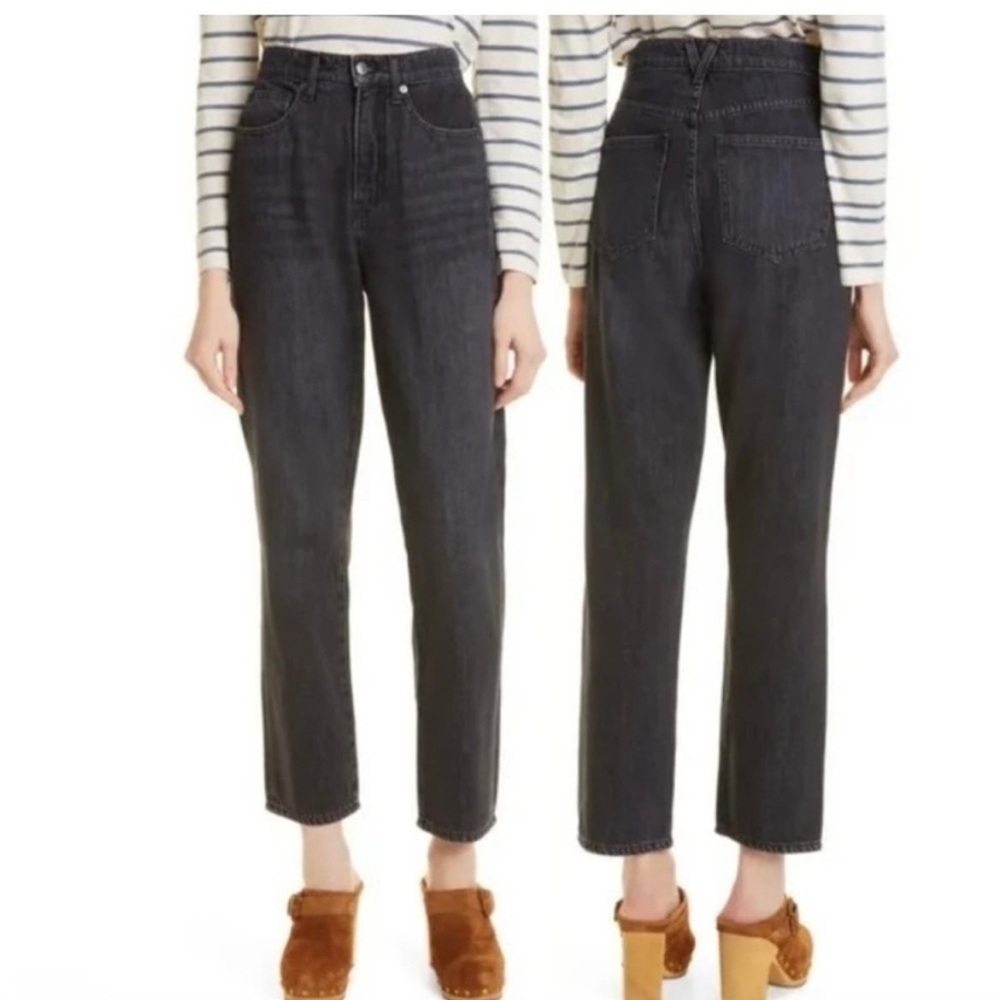 {30} Veronica Beard Blake Class Straight High Rise Washed Black Jeans